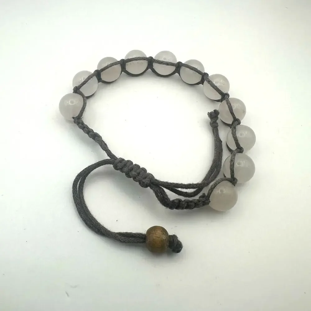 Rose Quartz Shamballa Bracelet Boho Bracelet Lot of 2 Black Lava Stone Beads
